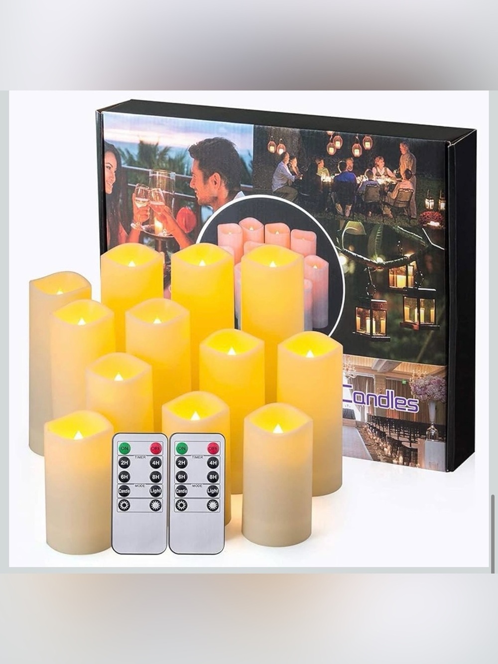 12-Piece Outdoor Flameless Candle Set with Remotes – Weather Resistant & Timers